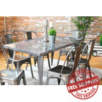 Lumisource DT-TW-AU6032 SV Austin 59" Dining Table in Clear Brushed Silver Finish